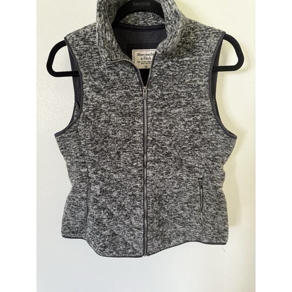 Abercrombie & Fitch Vest Womens Medium Gray Sleeveless Full Zip Fleece Casual - Picture 2 of 6